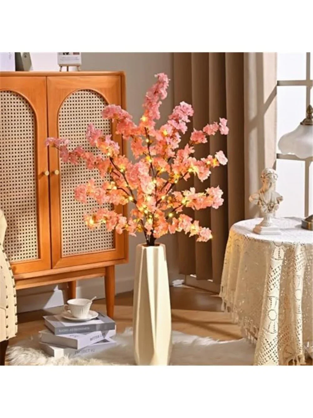 3 Pcs Artificial Cherry Blossom Branches 39'' Cherry Blossom Tree Decor |Lighted